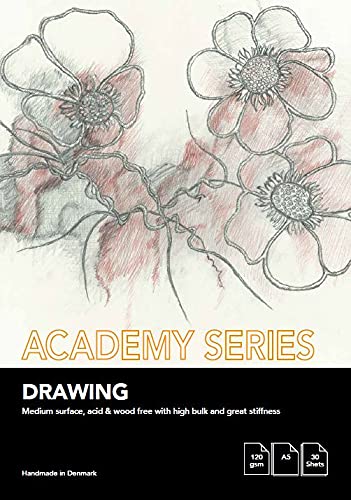 PLAY-CUT Academy Series Bloque de Dibujo A5 Blanco (120g/m2) | 30 Hojas de Papel A5 para Bocetos y Dibujos | Cuaderno de Bocetos Práctico y Bloc de Dibujo | Libro de Dibujo Premium A5