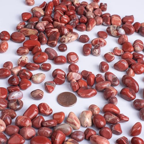 Image of Polished Red Jasper Crystal Stone Set - 72 Pcs, 0.5 inch 10 oz Handpicked Tumbled Gemstones Rocks, Pebbles for Reiki, Chakra, Healing