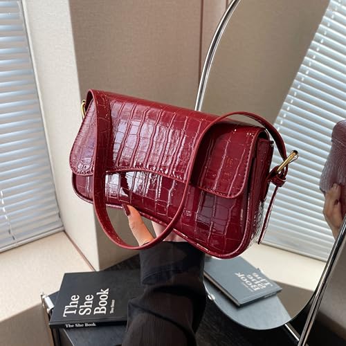 Image of Shoulder Bag for women Y2K Crossbody Vegan Leather Purse Straps Retro Clutch Hobo Hadbags with 2 Removable
