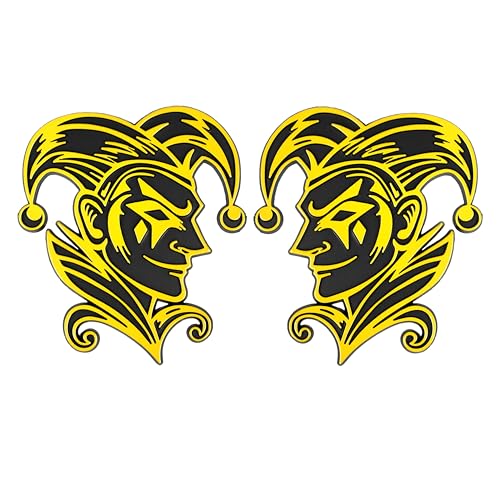 Image of Joker Emblem 3D Jester Badge - Custom Car Decal Sticker for Car, Truck, SUV - Durable Exterior Trunk, Hood, Fender (Set of 2) (Yellow)