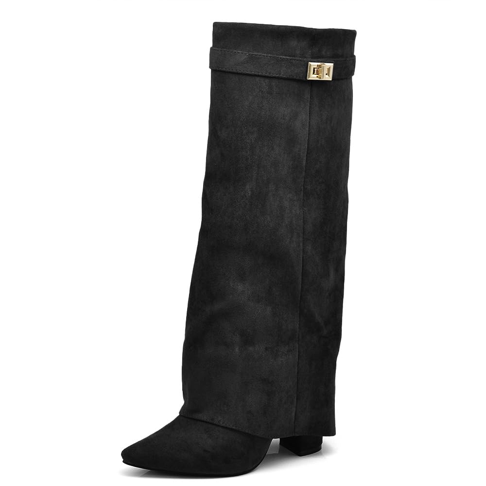 IF FASHION Stivali Alti al Ginocchio Punta a Punta Tacco Alto Gambale A Ghetta Stile Western Comodi e Chic 6885