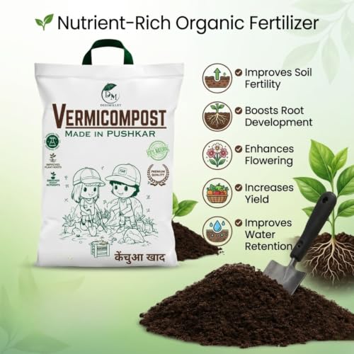 Image of Vermicompost For Plants | 100% Pushkar DESI COW's Organic Fertilizer | Manure For Plants Home Gardening Kechua Khad | Ideal For All Gardening (20 Kg)