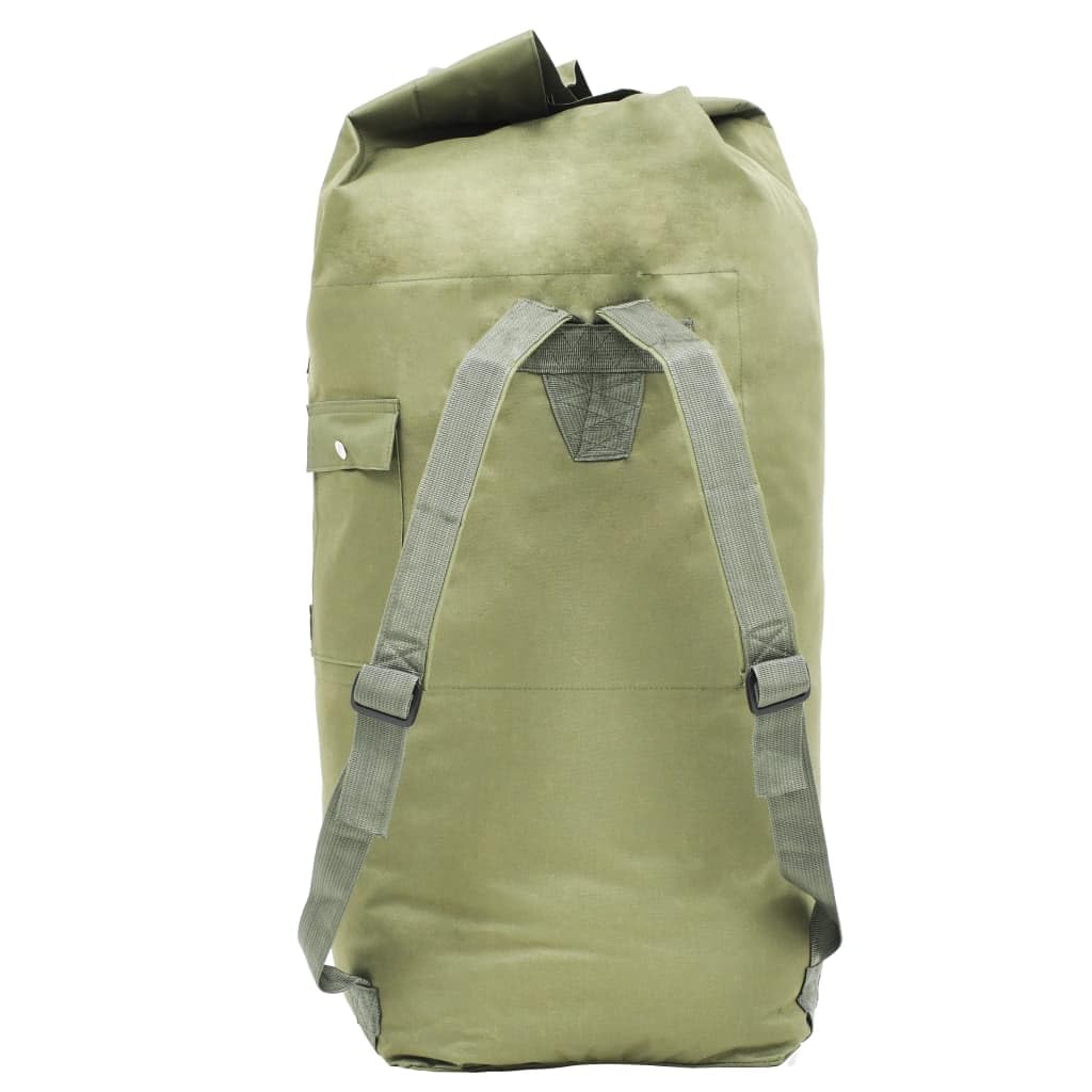 Worek marynarski Army Style 85 l, oliwkowo-zielony, z powlekanej tkaniny Oxford z regulowanymi paskami do noszenia, bocznym uchwytem, karabińczykiem, idealny do aktywności na świeżym powietrzu, na