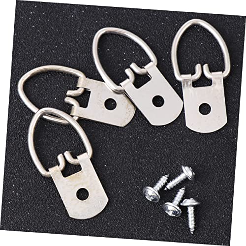 Image of 200Pcs D Ring Picture Frame Hooks with Screws Heavy Duty Wall Fixing Hardware for Hanging Photos Paintings and Artwork Includes Hooks and Screws
