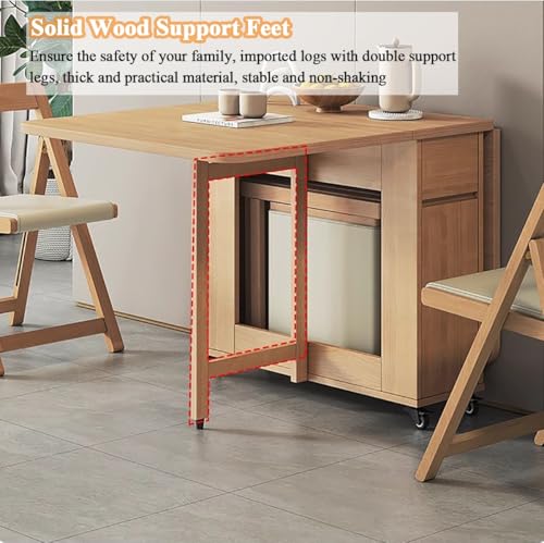 Byzomu Tavolo Pieghevole Salvaspazio E Set Di 4 Sedie, Tavolo Estensibile Con Ribalte E Ruote For Appartamenti E Case Compatte - 5