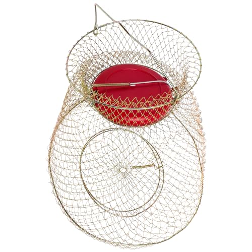 Frcolor 鉄製折りたたみ防挂魚護籠 高耐久網目深め設計 浮筒付き魚捕りネット 軽量携帯便利 釣り網 ご使用