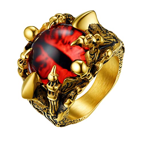 Bague Homme Gothique plaqué or haut de gamme et chevalière griffe de la mort
