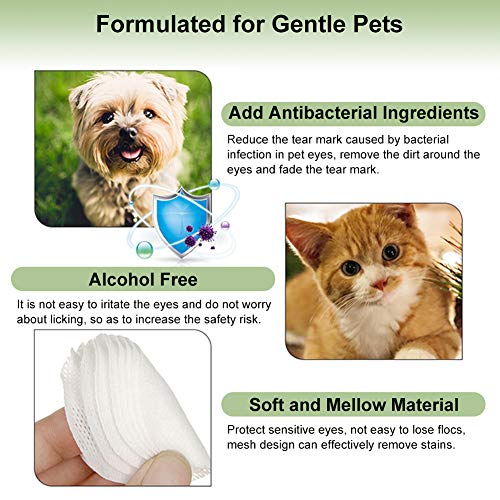 SEGMINISMART Pet Eye Wipes,Pet Tear Wipes,Pet Wipes,Eye Crust Treatment, Eye Tear Stain Remover