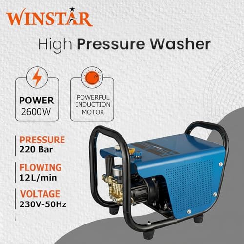 Image of WINSTAR WNS-PW200N Portable High Pressure Car Washer Machine | 220 Bar Max Pressure, 2600W Heavy Motor, 12 LPM Flow Rate | Pressure Washer for Car, Bike, Garden, Patio & Home Cleaning