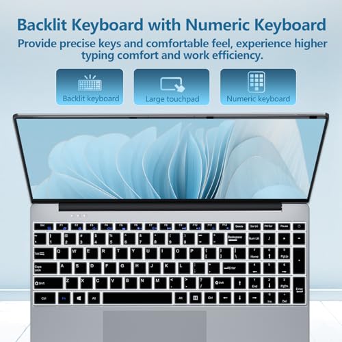 Image of DUNHOO 15.6 inch Laptop with Core i5-7Y54 Processor Laptop Computer 16GB RAM 512GB SSD, 180Open Lap Top, FHD 1920*1080, WiFi5, BT4.2, Win 11 Pro, Backlit Keyboard Laptop for Business Office Student
