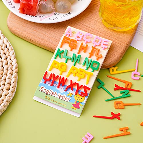 26 Pcs Cute Fruit Picks Alphabet Food Picks Reusable Plastic Dessert Picks For Boys And Girls Party Supply Letter #TOP1