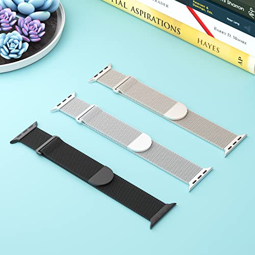 Image of 3 Pack Mesh Metal Magnetic Compatible with Apple Watch Bands Women Men | Stainless Steel Loop Strap for iWatch Band 38mm 40mm 41mm 42mm 44mm 45mm 46mm 49mm Series 11 /10 /9 /8 /SE /7 /6 /5 /4 /Ultra 3 2 1