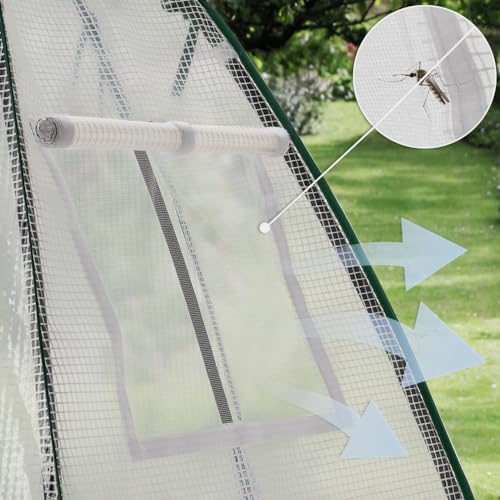 Miniatura 5 de VOUNOT® Invernadero Forma de Cúpula Invernadero Jardín para Verduras y Flores, Cubierta PE Impermeable 135g/m² Estructura Metal, Invernadero Domo con Puerta de Cremallera Ventana, 160x160x180cm Blanco
