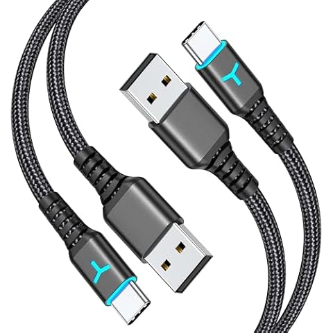 6amLifestyle 2 Pack 10FT PS5 Controller Charger Charging Cable with LED Indicator, Nylon Braided Fast Charging Data Sync USB Type C Cord for Xbox Series X/Series S Switch Controller Cover