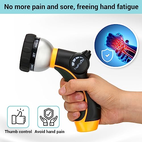 Thefitlife Garden Hose Nozzle Sprayer - Integrated Water Nozzle With 8 Adjustable Watering Patterns, Leak Proof, Water-Saving, Anti-Slip, Easy Control For Watering Plants, Car Washing (Classic) #TOP3