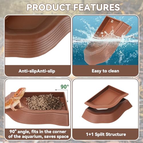 QINGYIWL Schildkröten Wasserschale, Kleine Reptilien Badebecken mit Rampe, Schildkröten Terrarium Zubehör, für Kleine Schildkröten, Geckos und Andere Kleine Reptilien