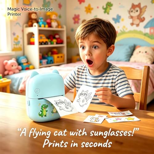 Image of AI Voice Bluetooth Mini Thermal Printer, Inkless Pocket Sticker Maker | Inkless pocket label printer for notes and stickers, ideal for home, school, office and travel daily study sorting use