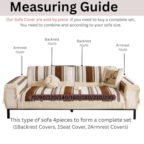 Image of HOMETHREADS Innovative European Premium Style Anti Slip Cotton Sofa Cover Mat with PVC Backing for Non-Slip Comfort (Coffee, 1Pc Backrest | 70x70cm)