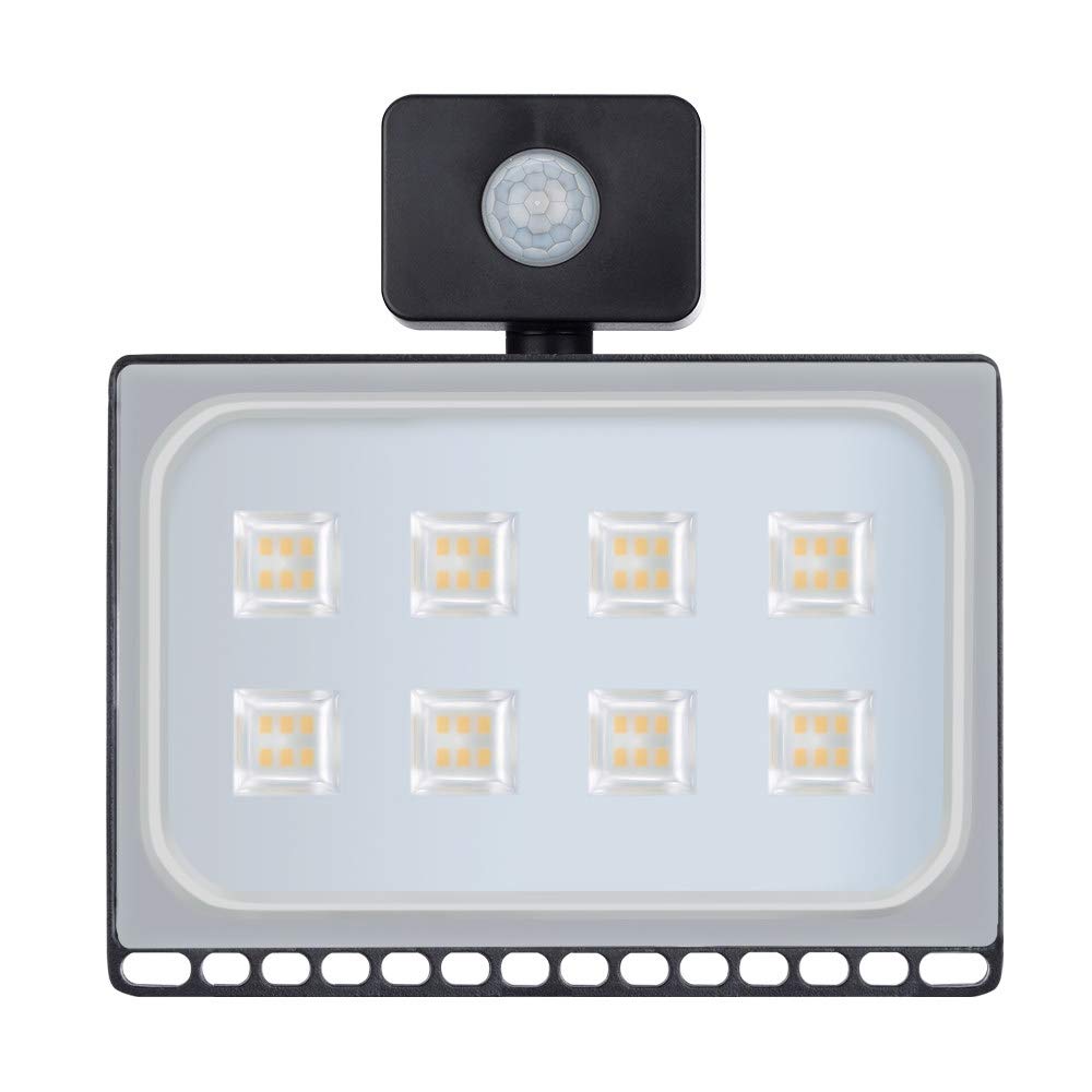 100w Foco LED con Sensor de Movimiento, 8000LM LED Luz de inundación Proyector Led Exterior Super Brillante 6500K Blanco frio Foco LED Detector IP65 Impermeable para Jardín Porche,warmwhite-50w
