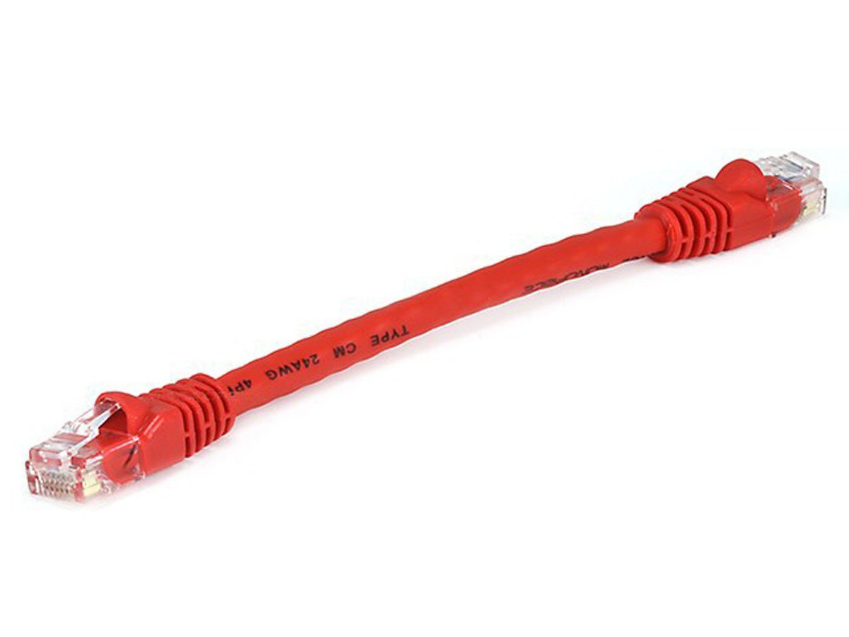 Monoprice 0.5FT 24AWG Cat5e 350MHz UTP Ethernet Bare Copper Network Cable - Red