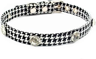PETFAVORITES Rhinestone Dog Collar, Designer Crystal Dog Jewelry, Cute Houndstooth Cloth Cat Collar, Kitten Teacup Puppy Toy Yorkie Chihuahua Clothes Costume Accessories (Pattern A, Size M)