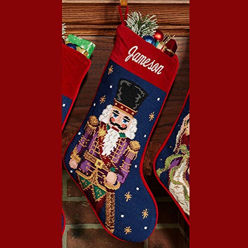 Peking Handicraft Nutcracker Prince Soldier Needlepoint Christmas Stocking, Wool, 11 x 18 Inches