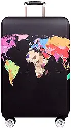 Adulto Unissex Capa Elástica para Bagagem Mais Grossa, Capa Protetora para Mala de 18 A 32 Espaços, Acessórios de Viagem (Mapa Mundi, S)