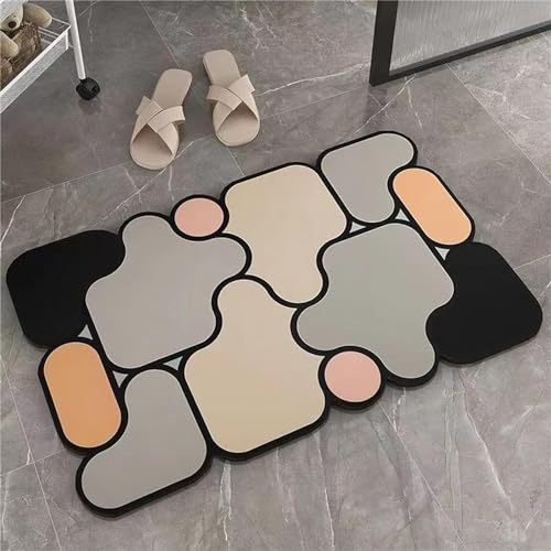 Image of SKVM Memory Foam Water Absorbent Rectangular Shape Mat for Bathroom Kitchen Floor Door Entrance Anti Slip Foot Skid Shower mat (Design 9)