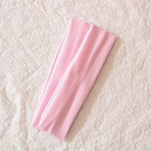 Image of Sport Yoga Headbands,Pack of 14,Fashion Soft Elastic Polyester Sweatband Yoga Stretchy Headband for Women Man Girl (Light Pink)