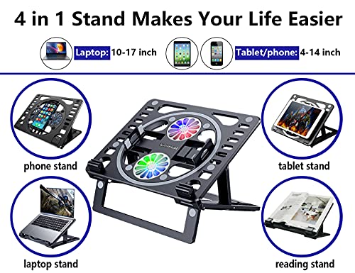 Laptop-Cooling-Pad-Stand-Winimicot-4-in1-Portable-Notebook-Cooler-Gaming-Laptop-Cooler-Heights-Adjustable-Travel-Folding-Desktop-Holder-Compatible-with-MacBookiPad-iPhone-Dell-HP-LenovoBlack