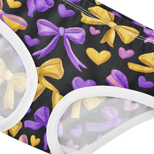 Wusikd Yellow Purple Ribbons Girls' Underwear Cotton Bows Hearts Girls Briefs Soft Toddler Underwear 2T4