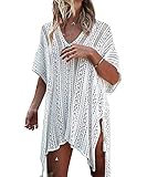 ✿【Mode Schöne Stil】- Fledermausärmel Vertuschen Boho Kaftan Standkleider, Aushöhlen Merkmal Rückenfrei Bikini Bademode Crochet Cover Up, Sehr Tropisch und Sexy Design. Perfekt für den Strand, Party, Reisen und Pool, zeigen Ihnen sehr Sexy und Charmant aus!