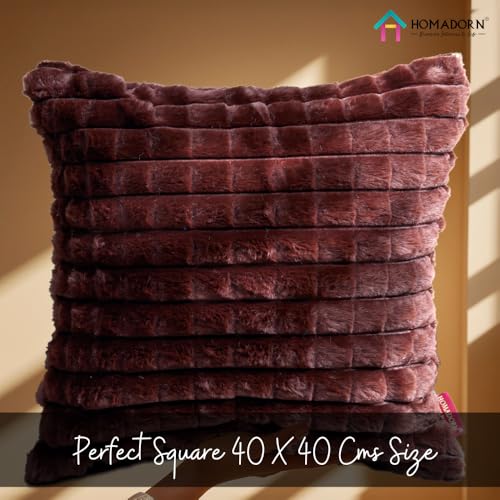 Image of HOMADORN Luxury Plush Fur Reversible Cushion Cover Ultra Soft & Cozy (Pack of 2)