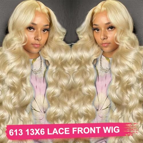 613 Lace Front Wig Human Hair Pre Plucked Blonde Wig Human Hair 180% Density 13x6 Body Wave HD Lace Frontal Wig Glueless Wigs Human Hair With Baby Hair 30 Inch - Image 2