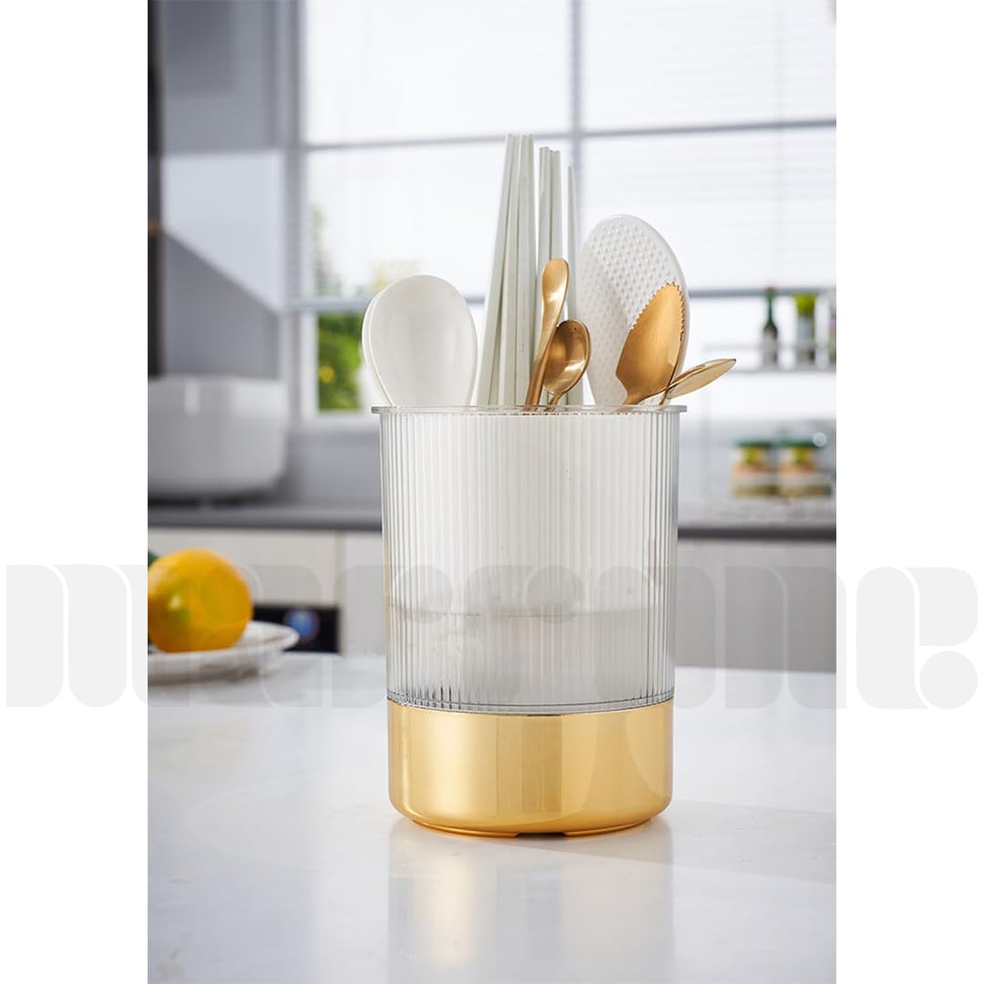 Marrone Plastic Kitchen Utensil Holder Cutlery Drainer Caddy, 3 Divided Holder Drying Utensil Crock, Sink Countertop Flatware Organizer for Spoons, Forks, Knives, (White)