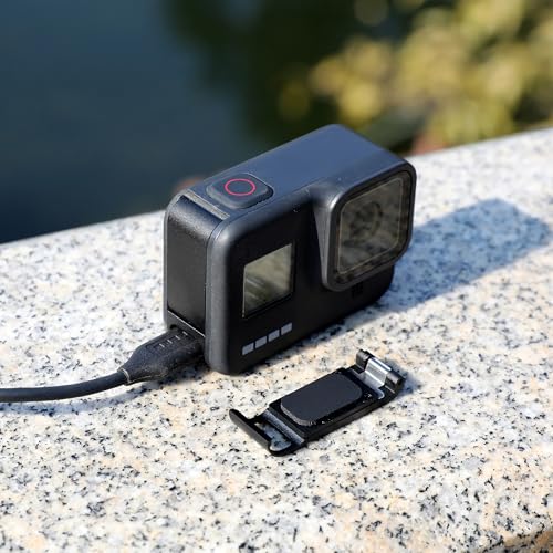 Image of GEPULY Aluminum Replacement Battery Cover Side Door for GoPro Hero 8 Black - Charging Without Removing The Battery Door Cover