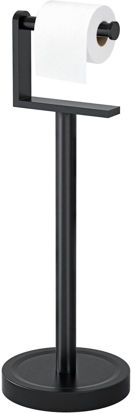 Heavy Duty Toilet Paper Holder Stand, Stable Weighted Base Toilet Paper Holder Free Standing, Stainless Steel Bathroom Free Standing Toilet Paper Roll Holder, Matte Black Tissue Rack