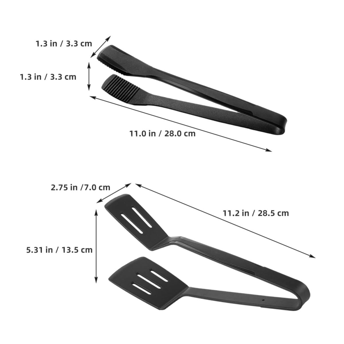 GALPADA Set 2 Pinze da Cucina in Silicone Nero per Barbecue e Forno, Resistenti al Calore, per Girare Carne, Pesce e Pasta a Casa a Colazione