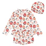 [Teddy] キッズ 水着 女の子 セパレート 子供用 長袖ラッシュガード スイムキャップ 3点セット kids418 (ストロベリー, 6T(100cm), numeric_100)