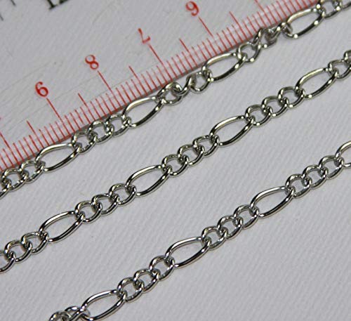 15 ft of Antique Silver Figaro Chain 5x8.6mm - Open Link