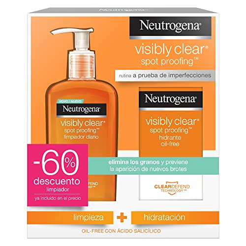 Neutrogena Visibly Clear - Pack Cuidado Facial Diario , Limpiador Profundo y Crema Hidratante , Piel con Espinillas e Imperfecciones