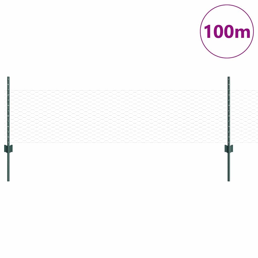 Valla con postes, juego de valla de jardín para pollos, gansos, pavos, aves de corral, 100 x 0,5 m (ancho de malla de 3,6 cm)
