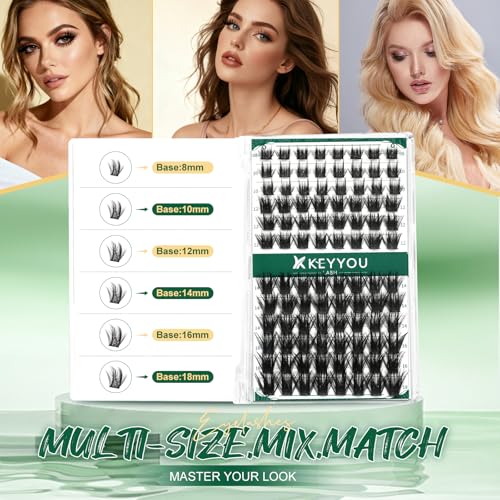 Image of Lash Clusters 96pcs Individual Lashes Y22 D Curl 14mm Eyelash Clusters KEYYOU Volume Wispy Lash Extension Soft&Comfortable Easy DIY at Home(Y22,D-14mm)