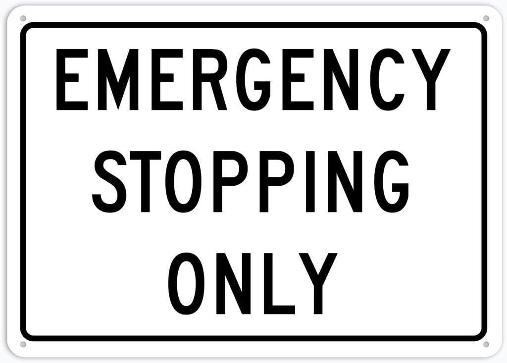 8"x12" Tin Metal Sign - Emergency Stopping Only - Decorative Plate For Shop, Yard, Garage, Outdoor Wall