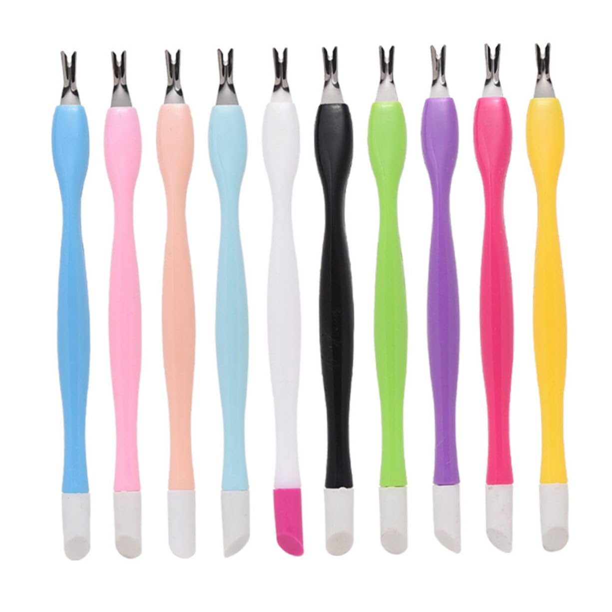 HAPINARY Nail Care Tools Set 15pcs Cuticle Tools Dead Skin Remover Forks for Manicure Random Color