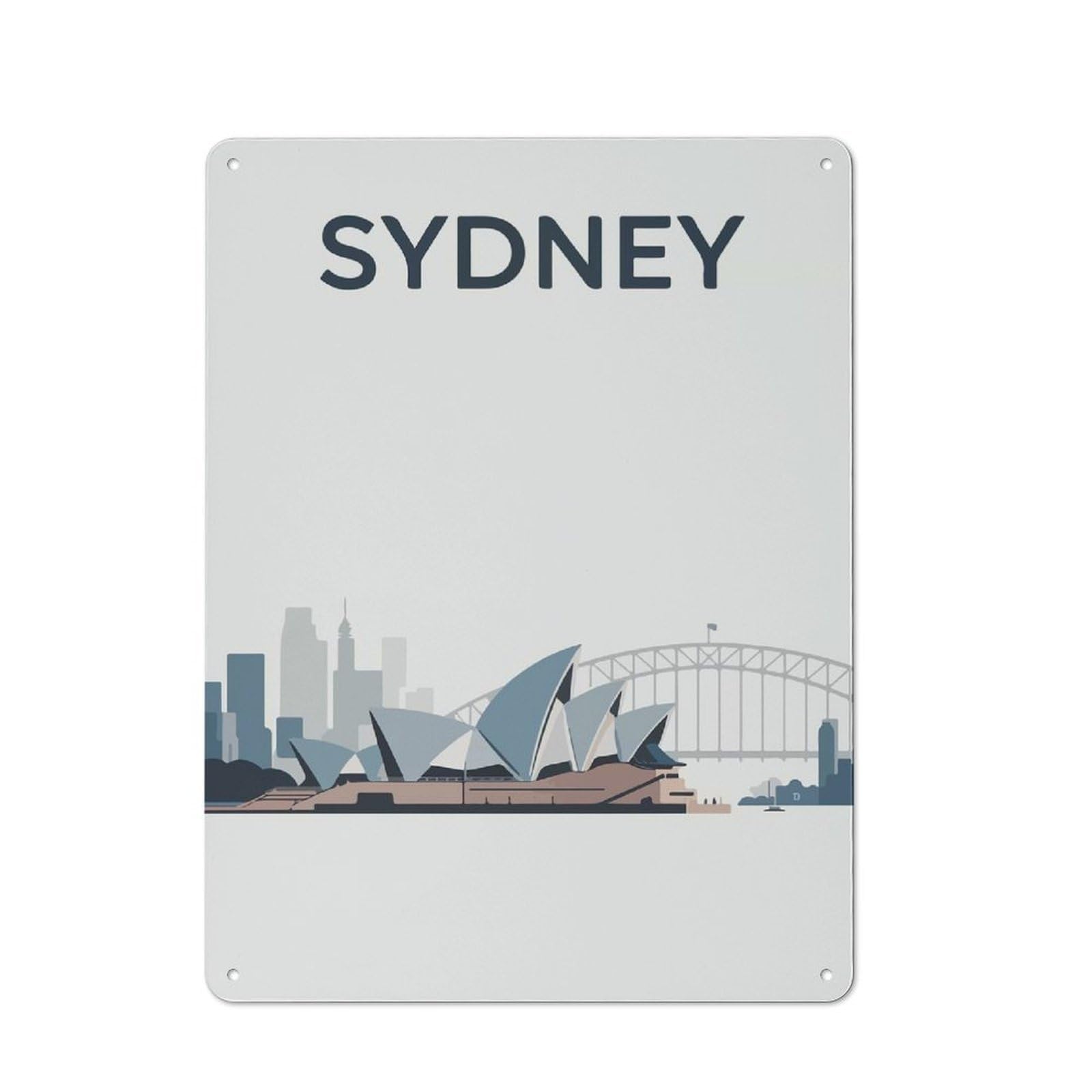 Junmoney Sydney Skyline Illustration Tin Wall Plaque 40X30cm With For Kitchen Or Home Bar, A Christmas Gift For People Styling Kitchen And Home Bar