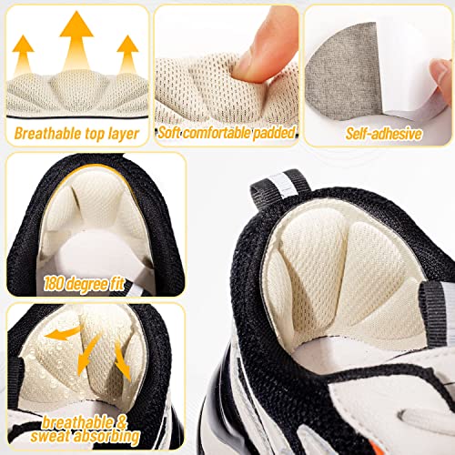 Image of Shoe Heel Inserts, 16 Pcs Mesh Self-Adhesive Heel Cushion Pads for Back of Heel, Heel Cushion Inserts Prevent Shoes Too Big for Women Men, White