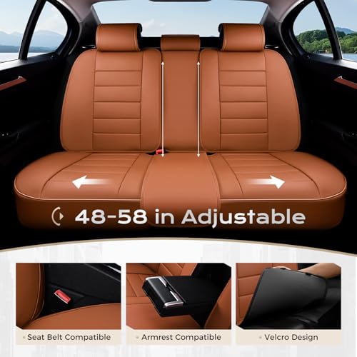 Image of Coverado Car Seat Covers Full Set, Seat Covers for Cars, Front Seat Covers and Back Seat Cover Waterproof Leather Automotive Seat Cover, Universal Car Interior Protectors Cushion for Most Cars