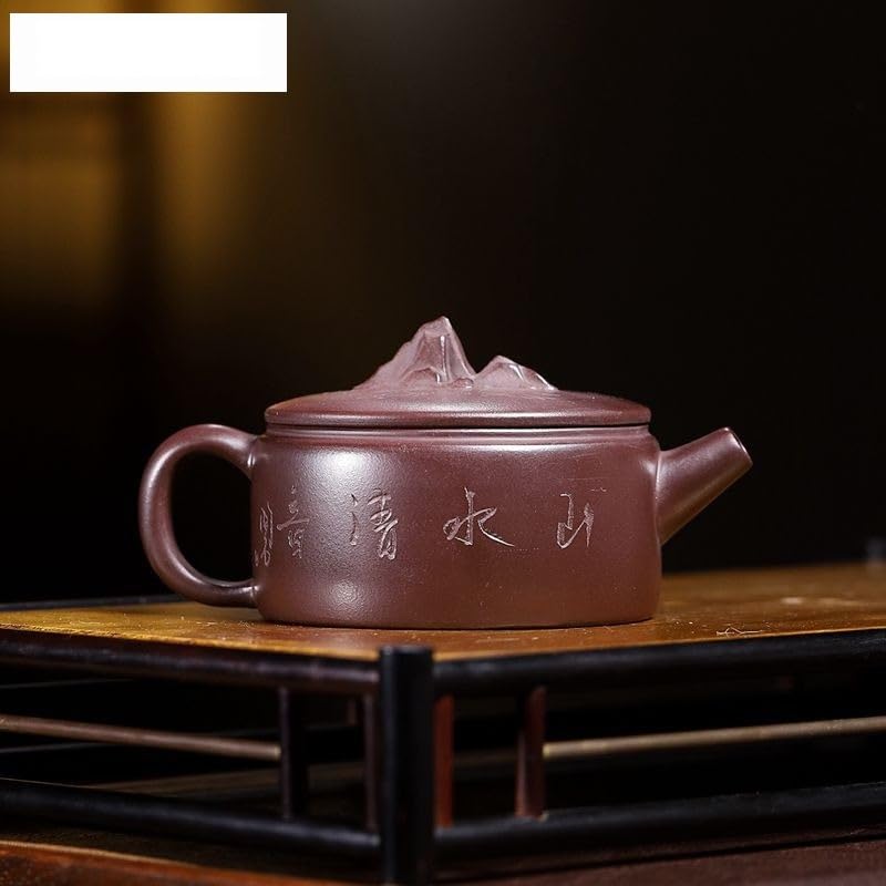 Bouilloire de voyage 190 ml, théière ancienne en argile violette, poterie artisanale en terre crue violette, bouilloire à thé avec filtre, accessoires pour service à thé Zisha, théière à thé vert