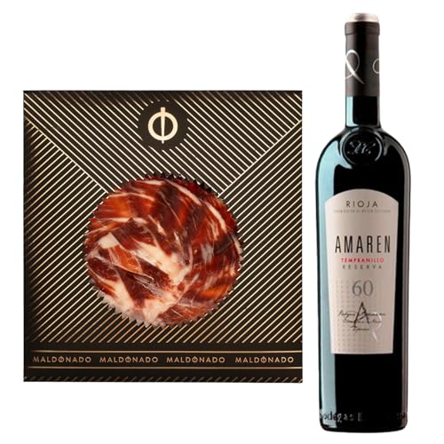 Pack Vino Rioja - Jamón de Bellota 100% Ibérico Maldonado Cortado a Mano 100g + Vino Tinto Amaren Reserva75cl